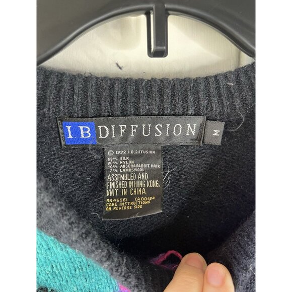 Vintage 1992 IB Diffusion Artsy Embellished Jeweled Geometric Sweater Medium - Picture 4 of 6